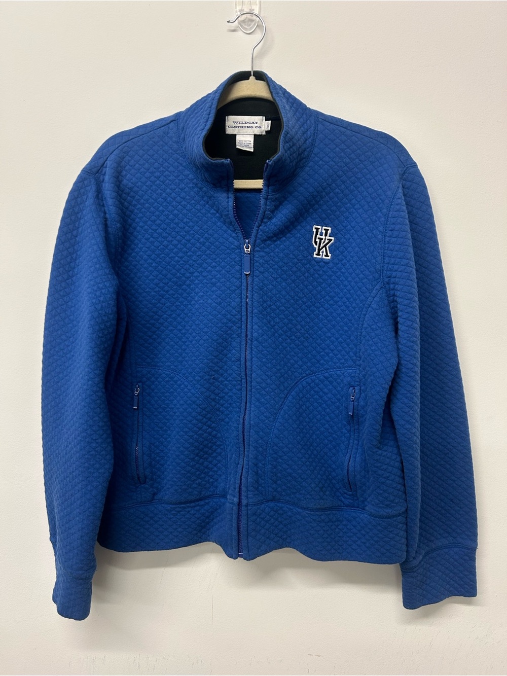 Women's Royal Blue Quilted Full-Zip Bomber Jacket with UK Logo